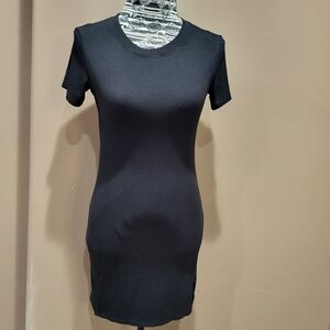 Socialite Black Ribbed Short Sleeve Bodycon Dress sz S